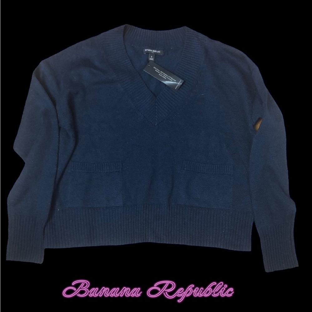 Banana Republic Two Pocket V Neck Sweater Navy Size S